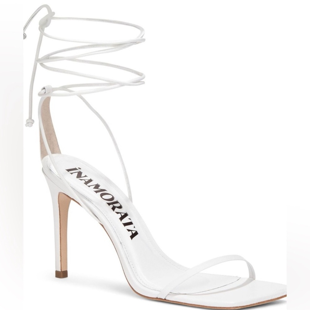 iNAMORATA Elegant White Wrap Heels